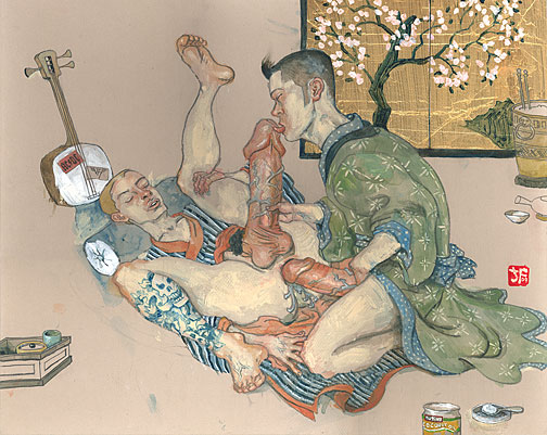 jeff faerber's painting depicting a gay encounter with oral sex