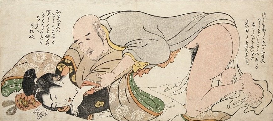 Temple page and monk by Kitagawa Utamaro