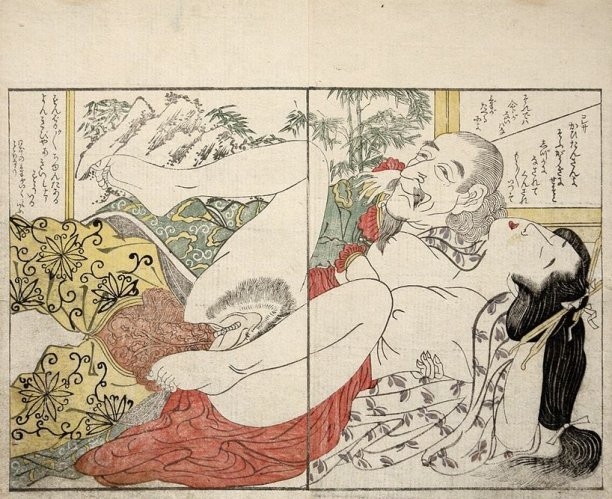 Foreigner with a Japanese woman by Kitagawa Utamaro