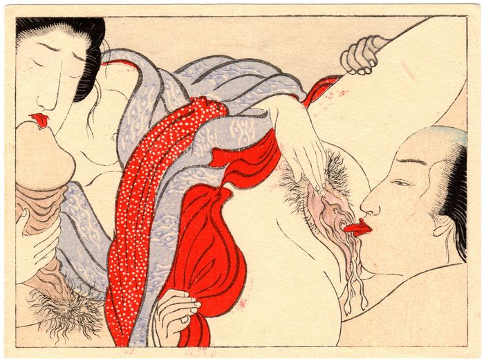 print with Close-up of a couple performing oral sex on each other