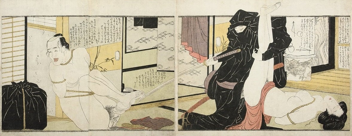 ninja rape - shunga - hokusai - Utamaro