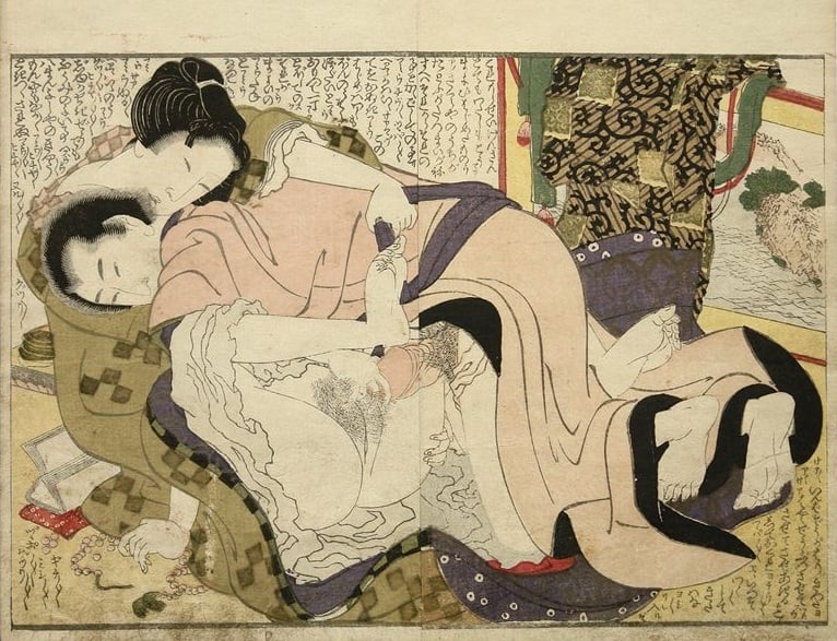 hokusai prints for sale: Geisha with rich client