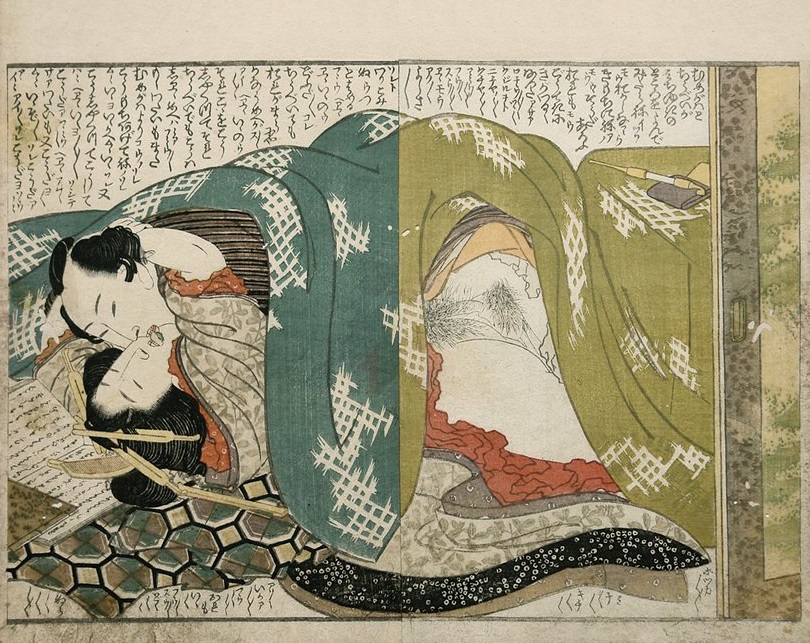 hokusai prints for sale:French kissing from the Jeweled Wig 