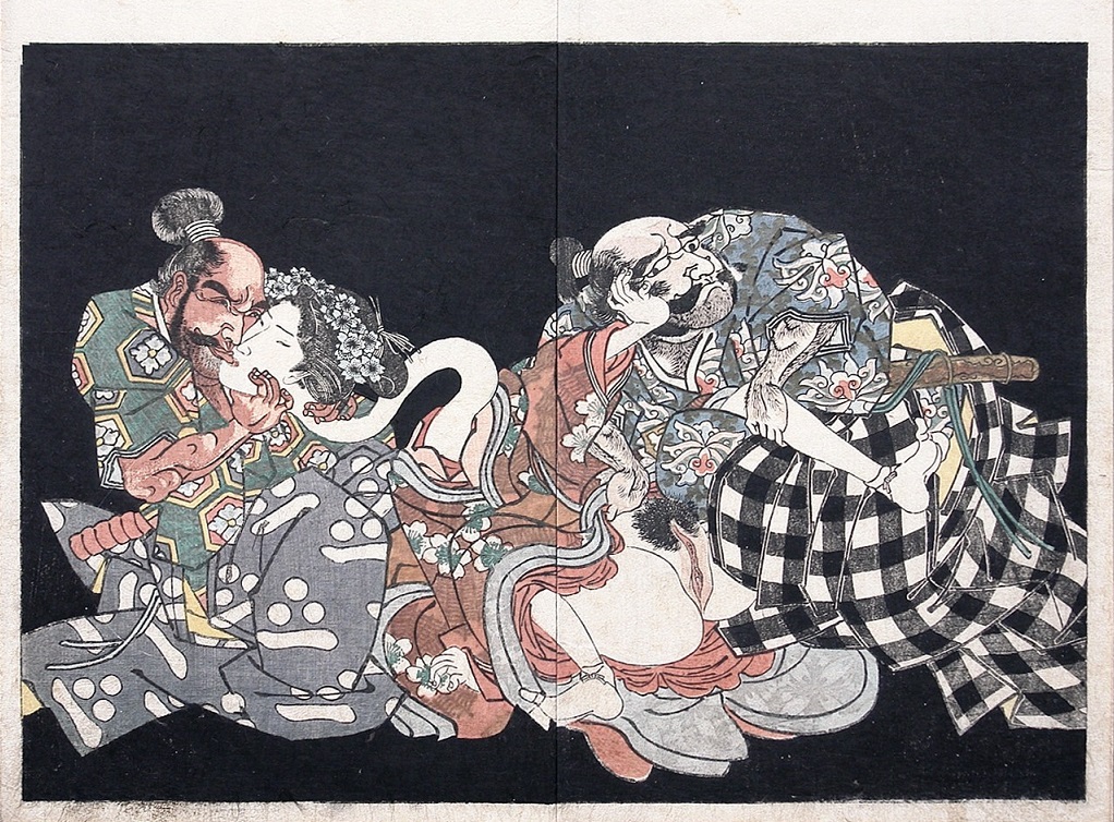 The rape of a rokurokub by two samurai.