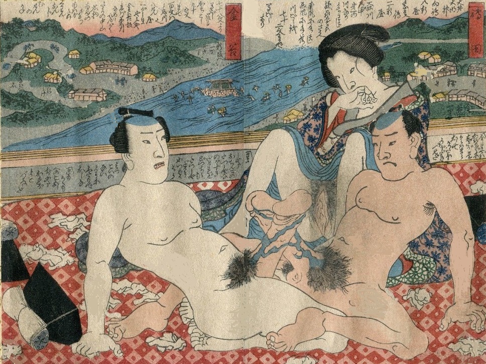 penis wrestling match - shozan - shunga