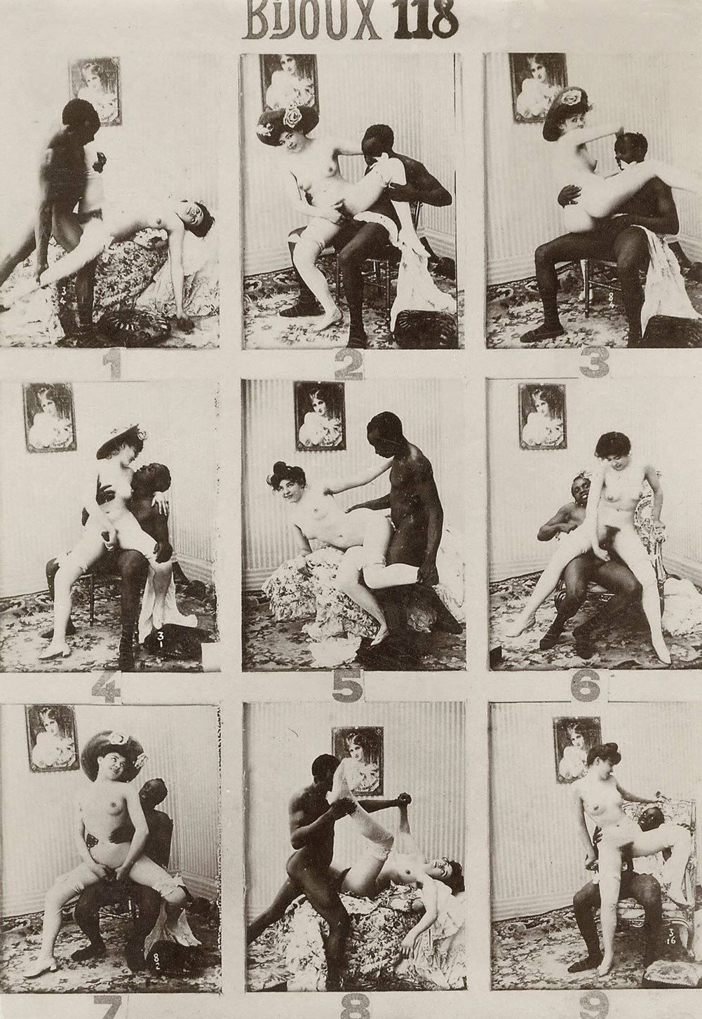 Vintage interracial collage of pics with sensual interracial encounters