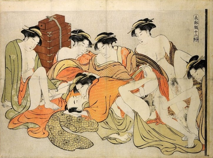 Man making love to six women by Shuncho