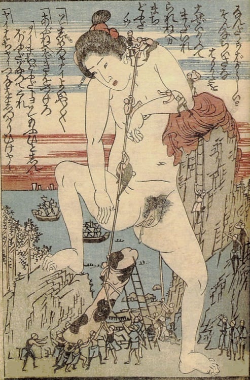 Horny Female Giant - Kuniyoshi - erotic print - shunga