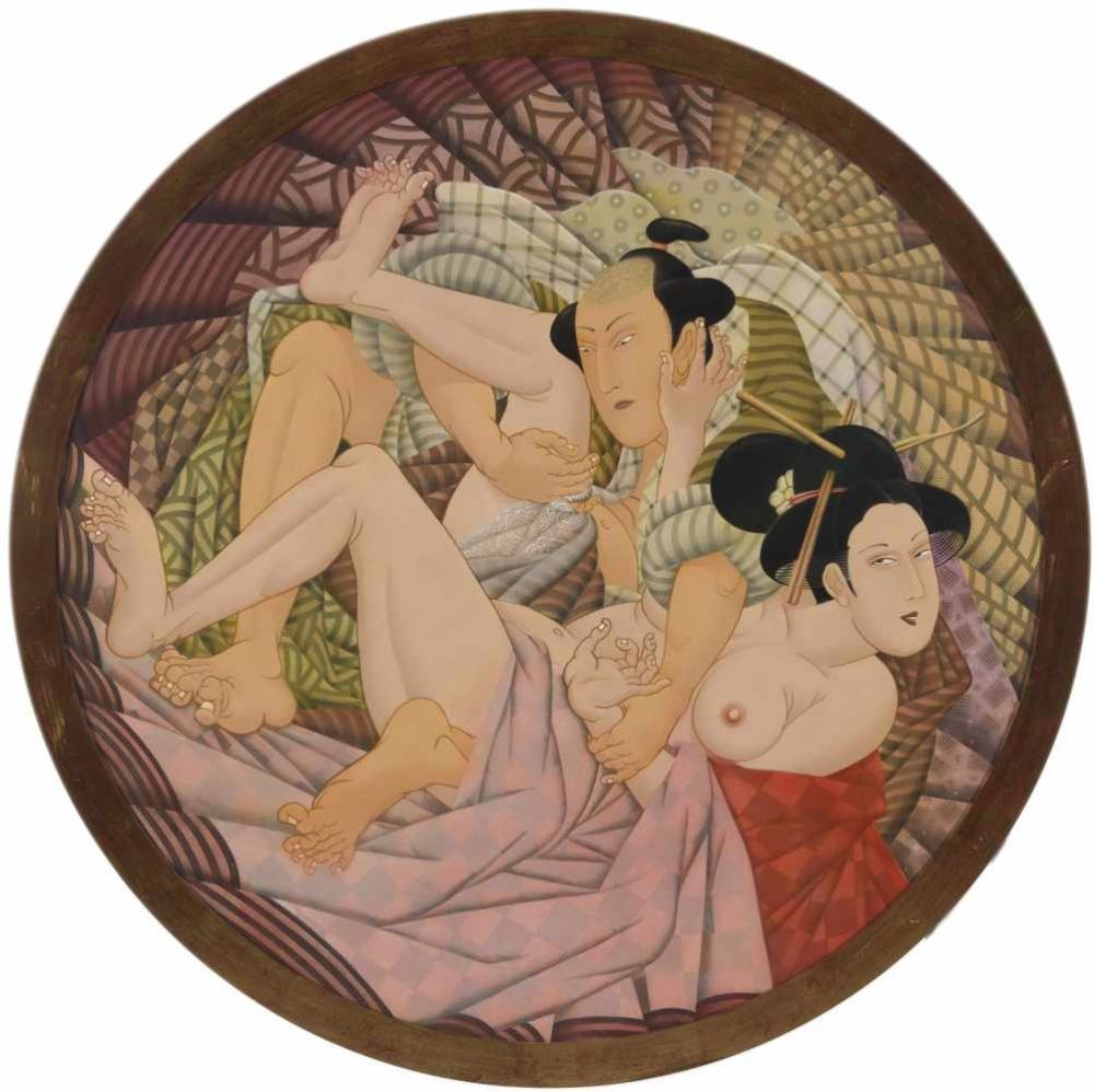 plate by fernando bellver featuring Japanese geisha who gets molested by a male