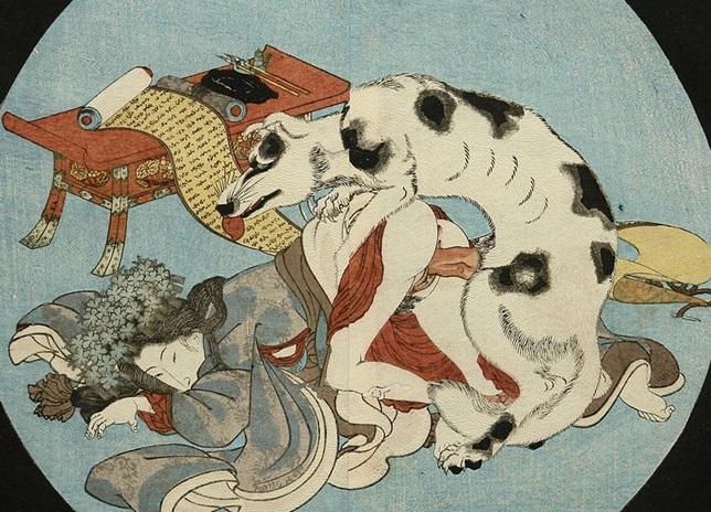 Excerpt Kunisada's original piece dog making love to a woman