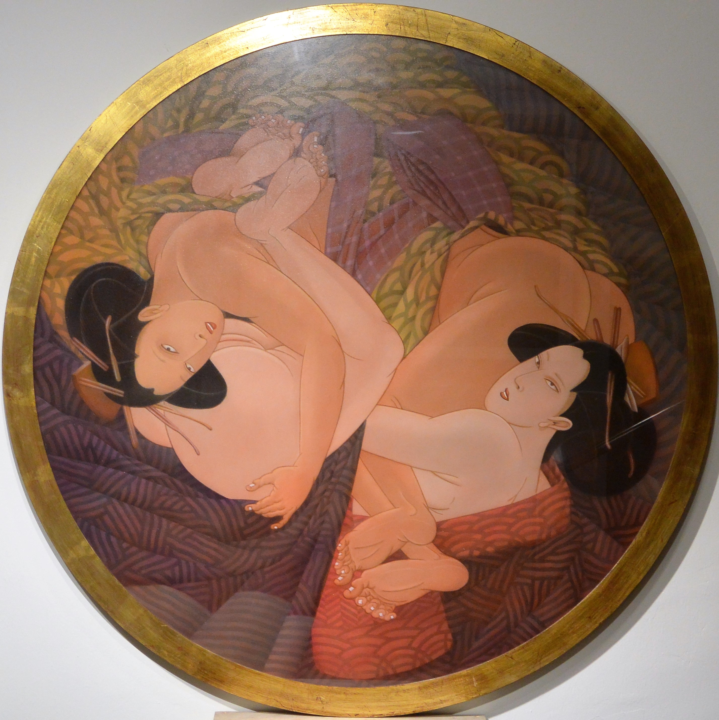 shunga plate portrayinga a lesbian couple in the 69 pose by fernando bellver