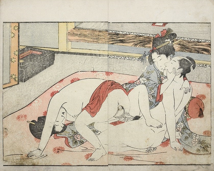 Threesome' (c.1802) from the series Ehon karanishiki (Picture-Book of the Chinese Brocade' by Kitagawa Utamaro