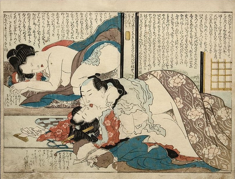 Hokusai Prints - Shunga - Insatiable Client - Manpuku wagojin