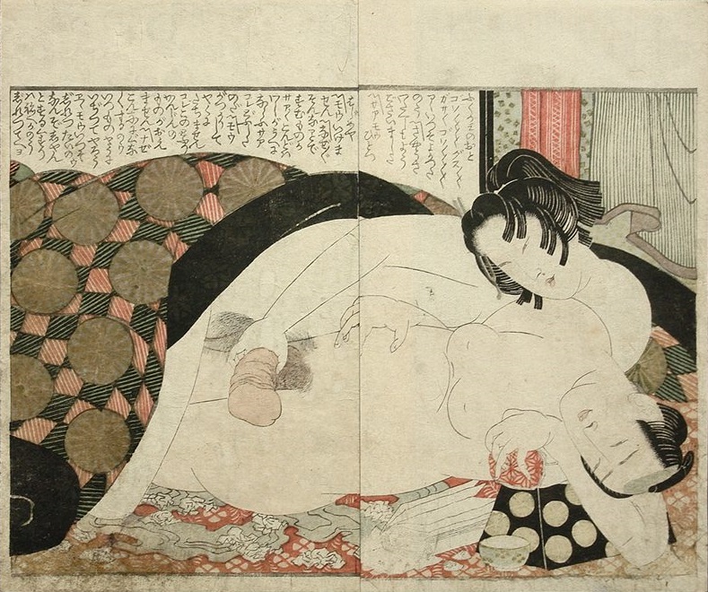 Shunga print - 'Fierce widow by Katsushika Hokusai (1760-1849)