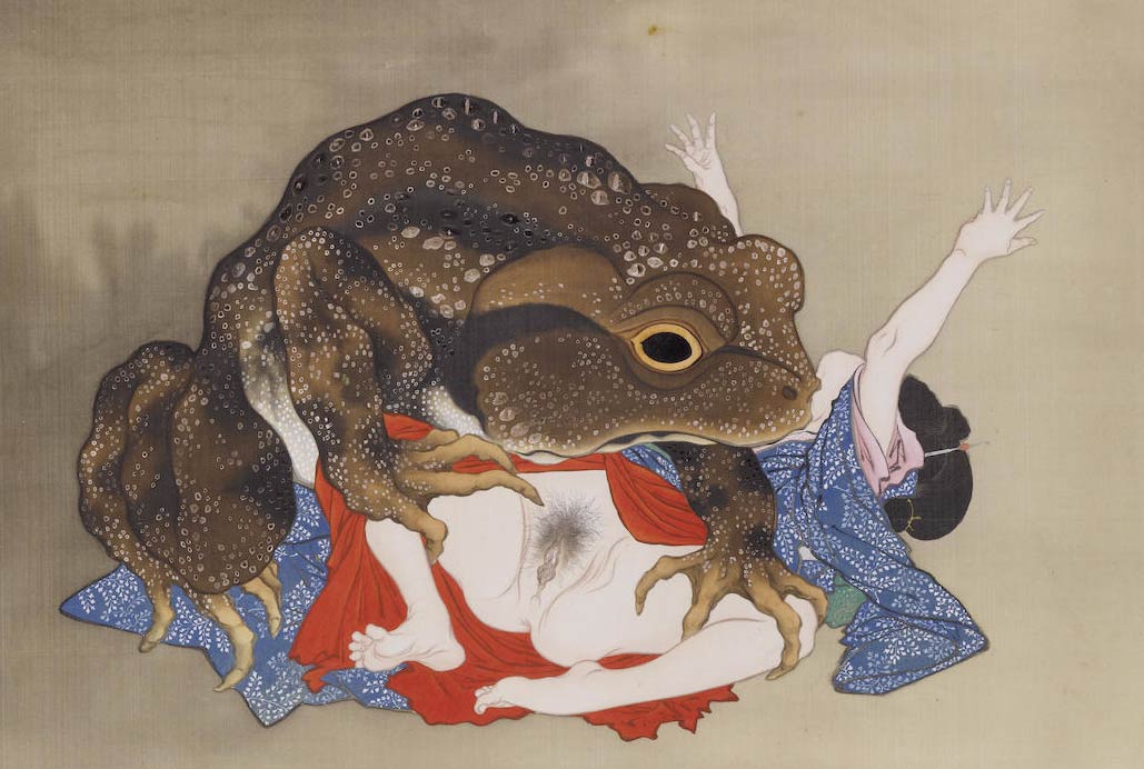  frog spreading the legs of a desperate girl by Kobayashi Eitaku