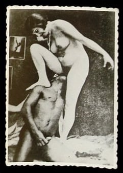 Vintage interracial - black man performing cunnilingus on a white female