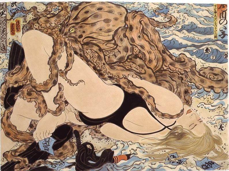Sarah and writhing octopus from the New Wave series by Masami Teraoka