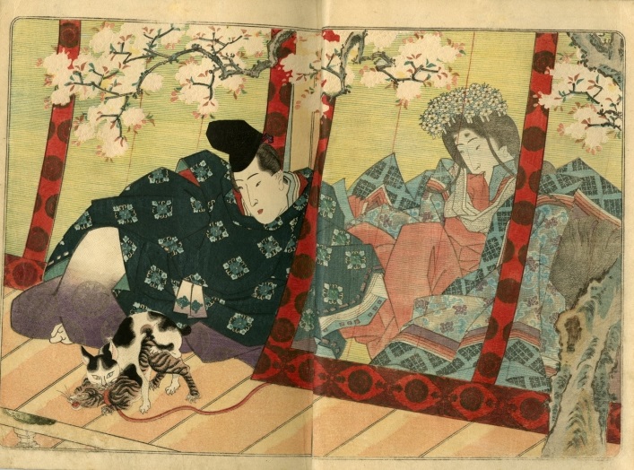 Utagawa Kunisada: Courtiers and cats