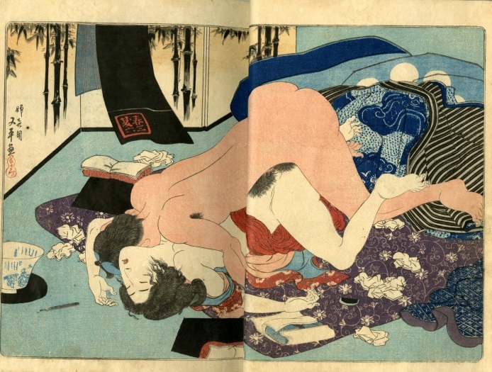 Utagawa Kunisada: Passionate encounter from Azuma Genji