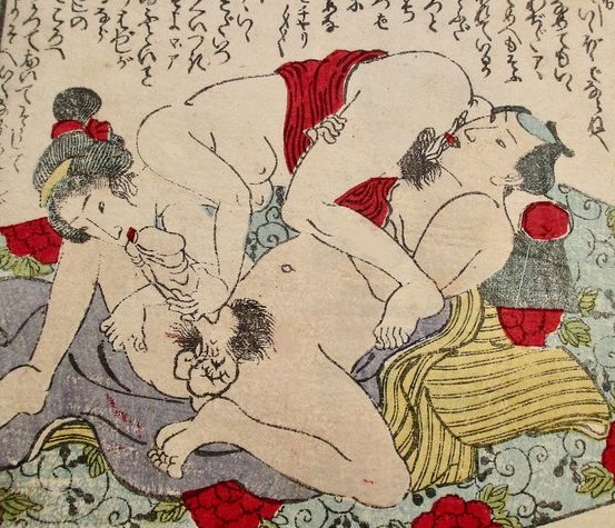 oral sex art: Couple performing mutual oral sex from the Meiji
