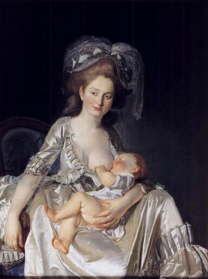 Young woman breastfeeding her child' (1777) by Louis-Roland Trinquesse