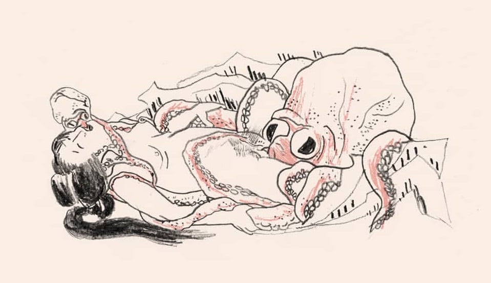 Tattoo design of Hokusai Octopus print by Stagnio