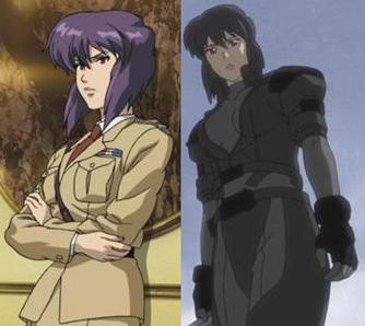 pigo lin: Motoko Kusanagi in military uniform (l) and Combat Uniform (r)