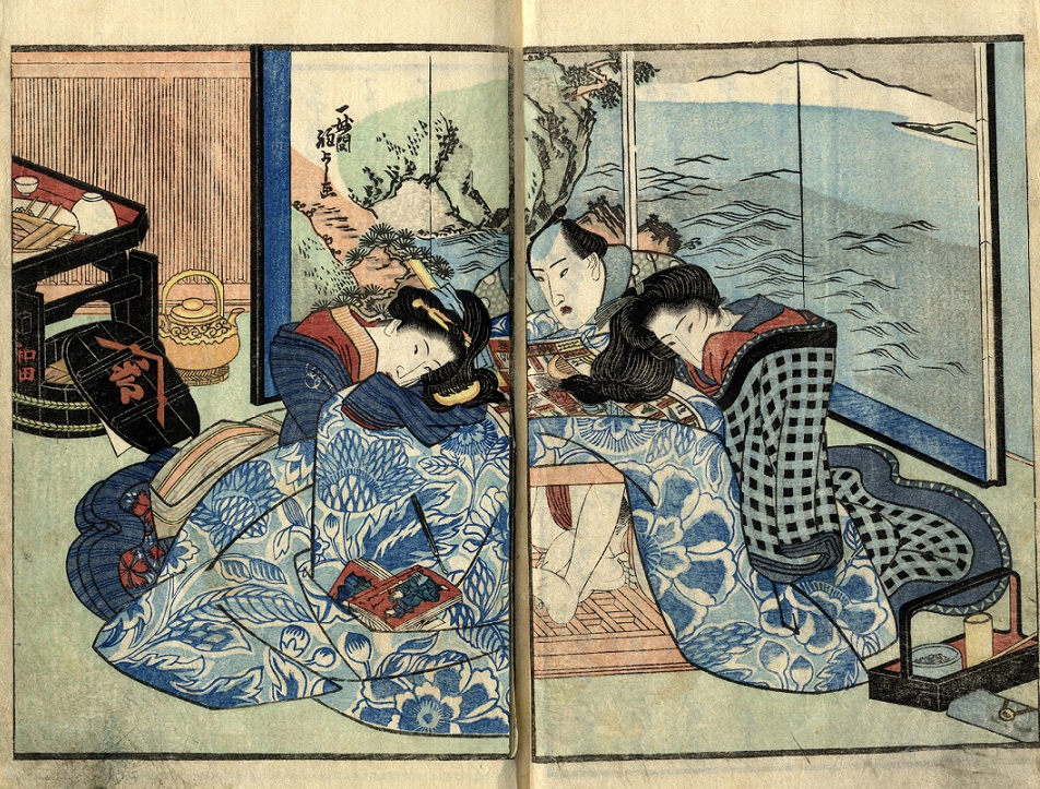 Shunga scene with the lifted flap