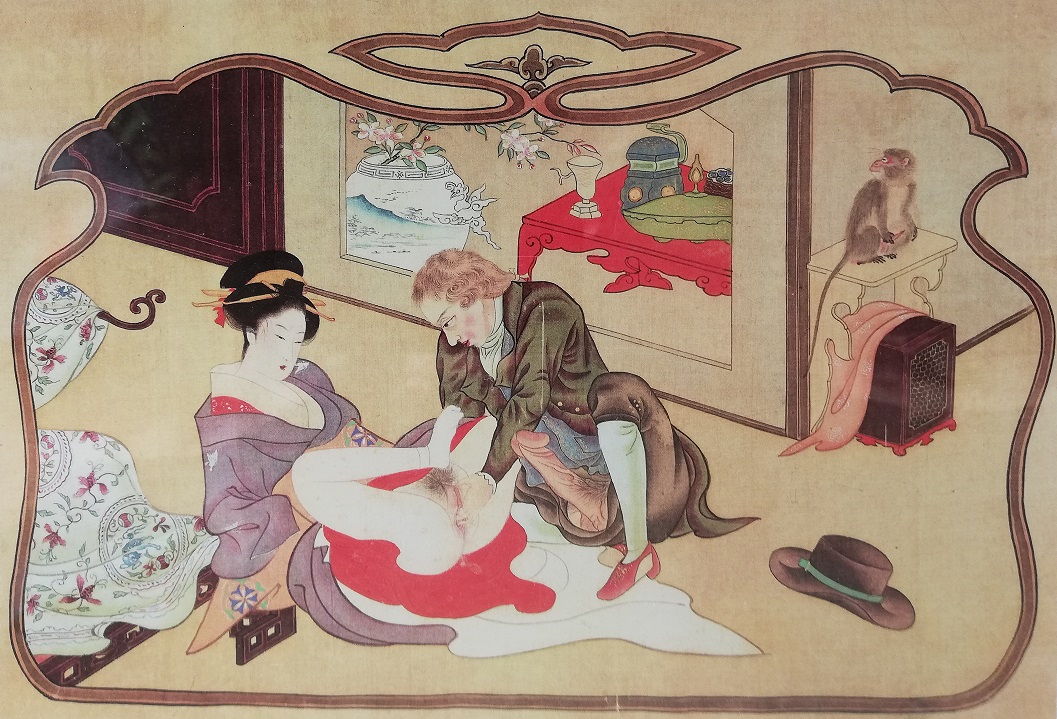 Dutchman and Japanese geisha on the island of Dejima