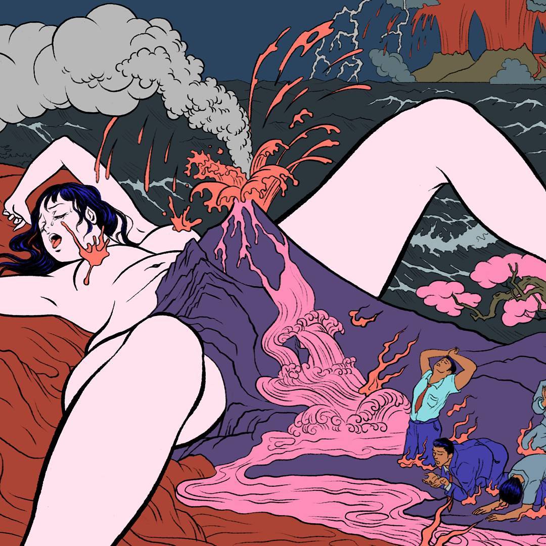 eupting vulcano's, tits and vagina by Pigo Lin