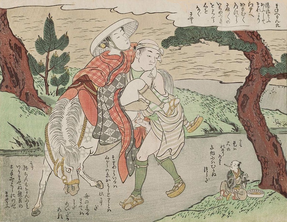 maneemon observing a horse handler making love to a girl on a horse