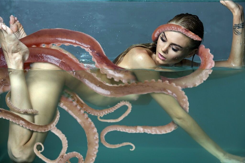 photograph with sensual girl and tentacles