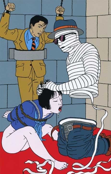 toshio saeki - invisible man with tied schoolgirl performing fellatio