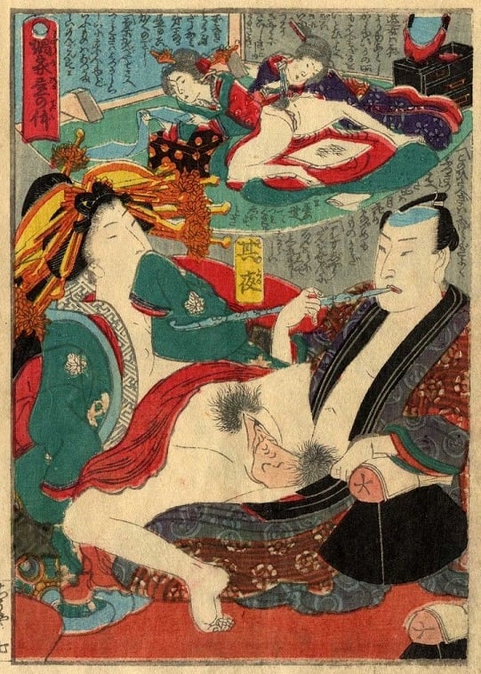 erotic grooming scene depicted in the inset