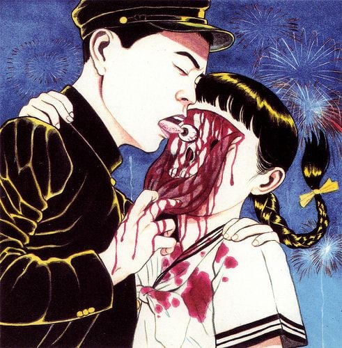 eye-ball licking from the book Torture Garden by Suehiro Maruo